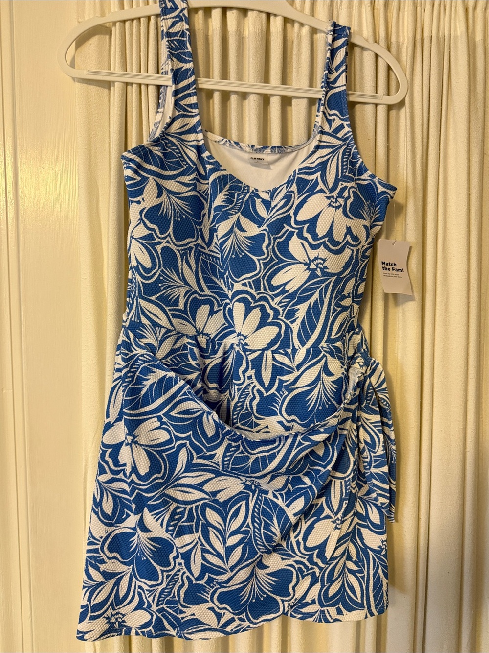 Old Navy Blue and White Floral Swim Mini Dress